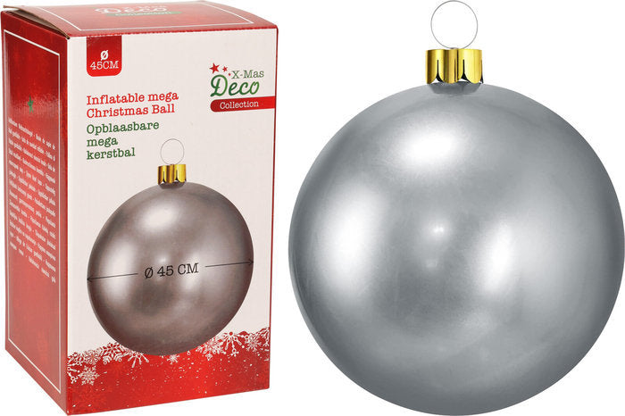 BOLA DE NAVIDAD HINCHABLE PLATEADA 45CM | KOOPMAN CHRISTMAS | 1 UNIDAD | 8720573824194