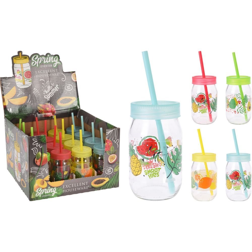 Expositor 20 Vasos con Tapa y Pajita Fruits Koopman
