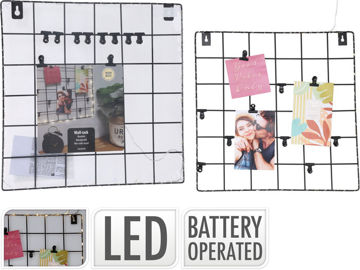 DECORACION DE PARED CON PINZAS PARA FOTOS Y NOTAS Y LUZ LED | KOOPMAN | 1 UNIDAD | 8720573962995 Imagen principal del producto