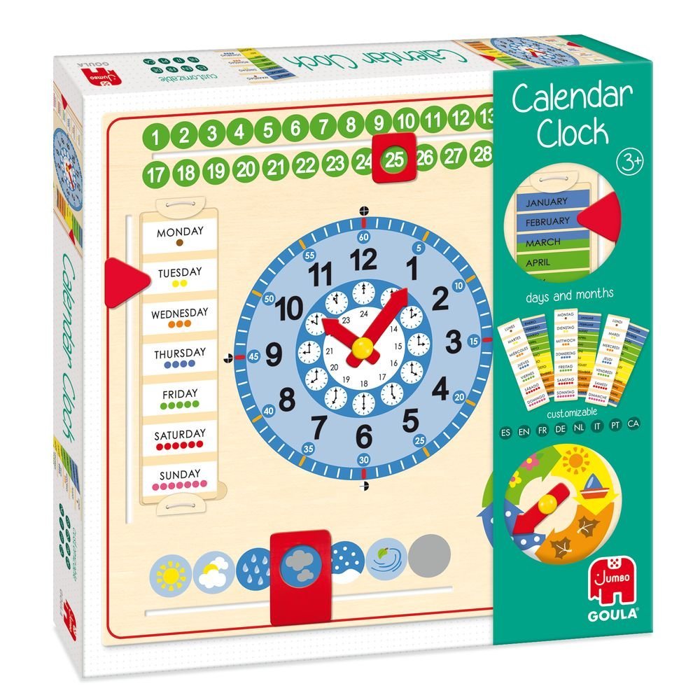 Reloj Calendario Madera Educativo Goula