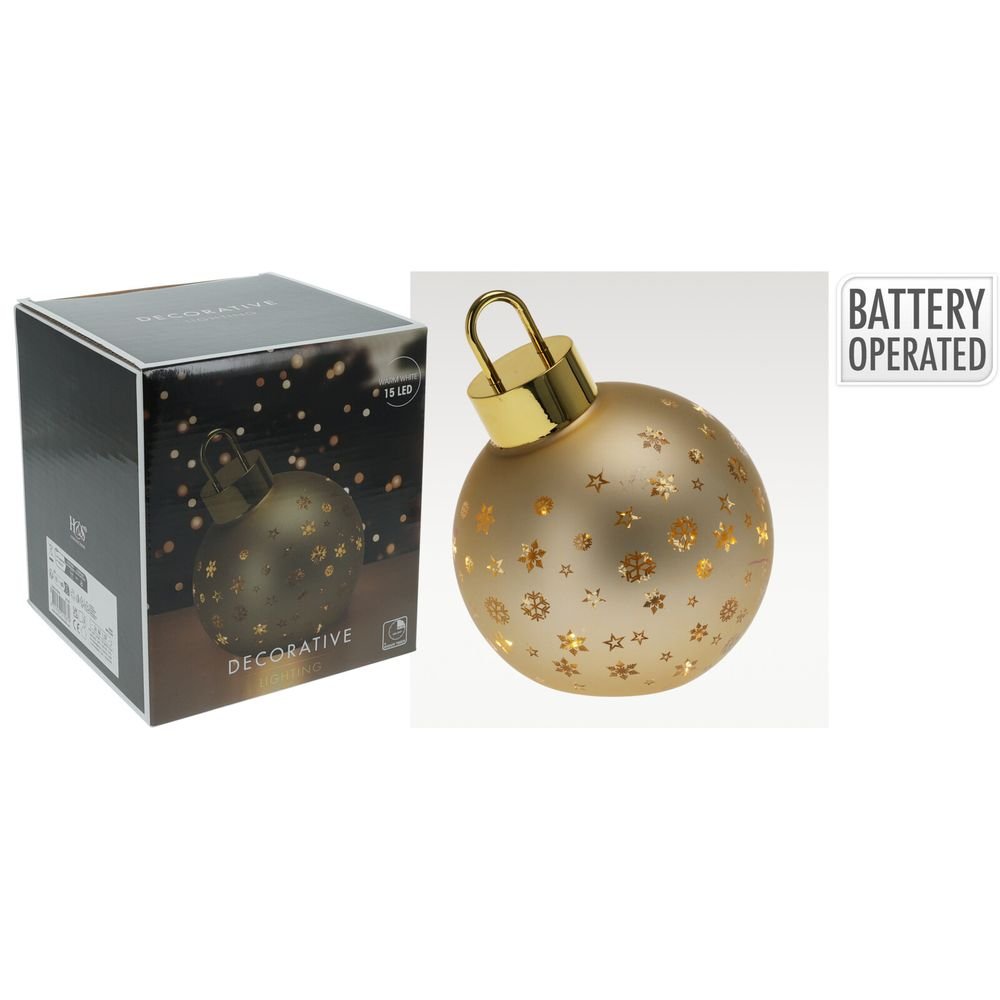 BOLA NAVIDAD CON LED 15CM ORO MATE | KOOPMAN CHRISTMAS | 1 UNIDAD | 8721037215879