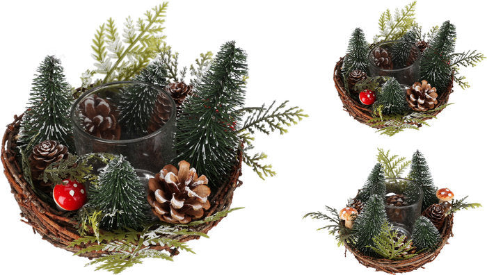 CENTRO MESA DECORATIVO NAVIDEÑO SOPORTE VELA 15 CM | KOOPMAN CHRISTMAS | 1 UNIDAD | 8721037248082