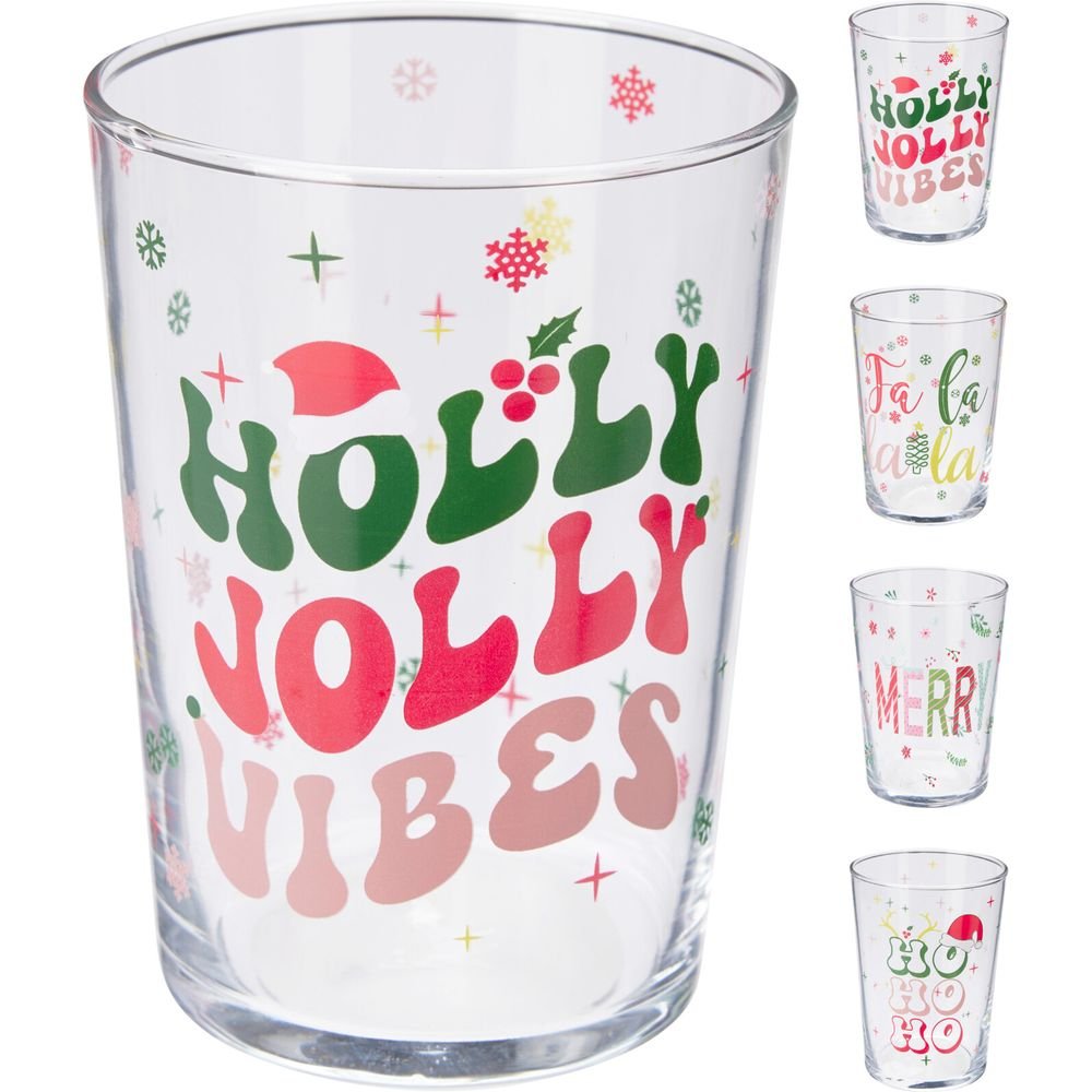 SET DE 4 VASOS 510ML HOLLY JOLLY VIBES | KOOPMAN CHRISTMAS | ENVASE 4 UDS. UNIDAD | 8721037509480
