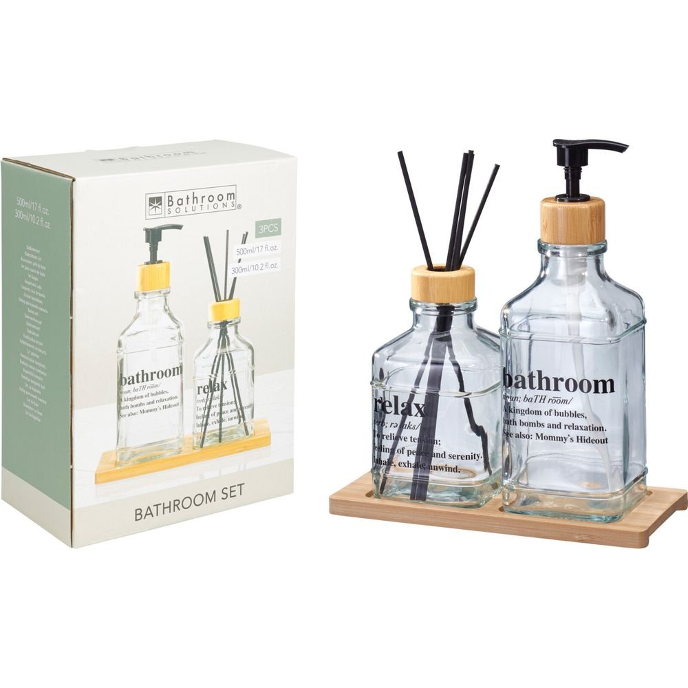 SET DE BAÑO VIDRIO 3 PIEZAS | KOOPMAN | 1 UNIDAD | 8721037572170