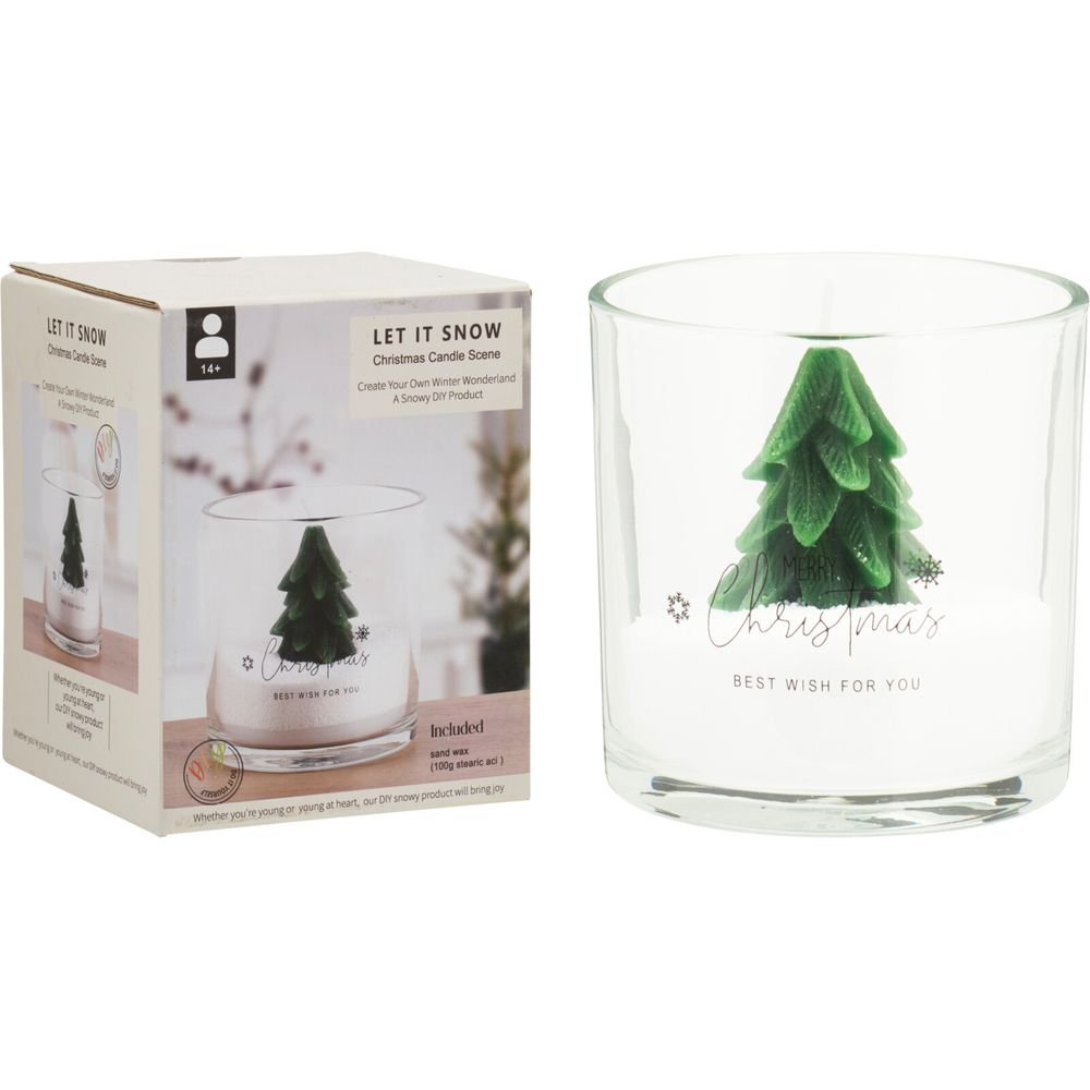 SET DIY VELA EN VASO 10X10CM ARBOL NAVIDAD Y CERA EN POLVO | KOOPMAN CHRISTMAS | ENVASE 12 UDS. UNIDAD | 8721037612265 Imagen principal del producto