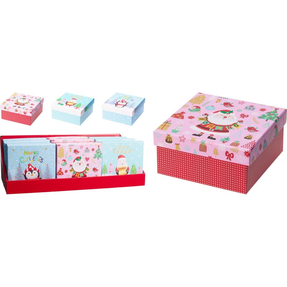 EXPOSITOR 9 CAJAS REGALO NAVIDEÑAS 14,5X14,5X7CM SURTIDAS | KOOPMAN CHRISTMAS | ENVASE 9 UDS. UNIDAD | 8721037633376