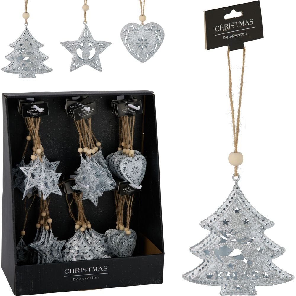 EXPOSITOR 72 ADORNOS COLGANTES PLATA 3 SURTIDOS | KOOPMAN CHRISTMAS | ENVASE 72 UDS. UNIDAD | 8721037643962