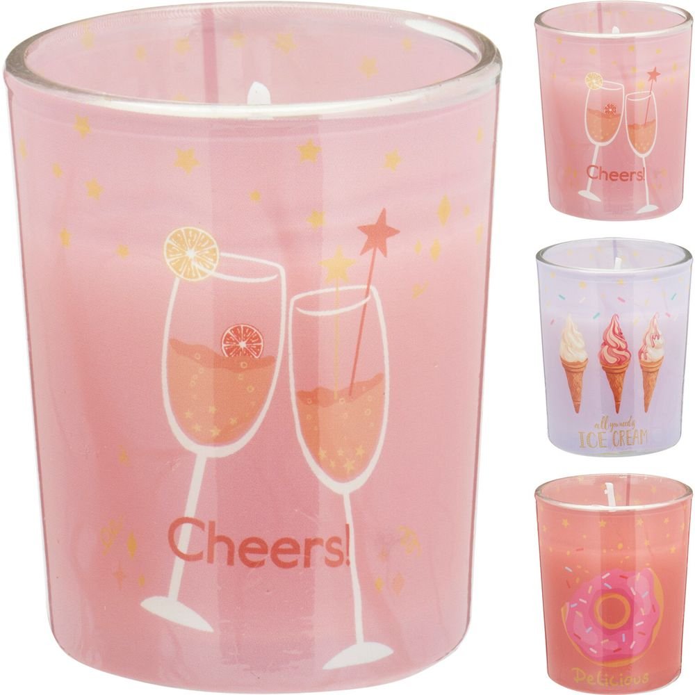 EXPOSITOR 12 VELAS EN VASO 55X65MM 3 MODELOS SURTIDOS | KOOPMAN | ENVASE 12 UDS. UNIDAD | 8721037648837