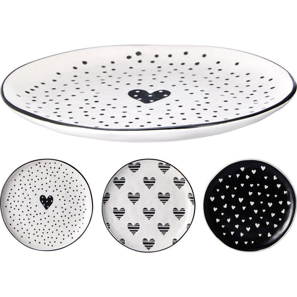Plato Gres 205 mm Black & White Koopman