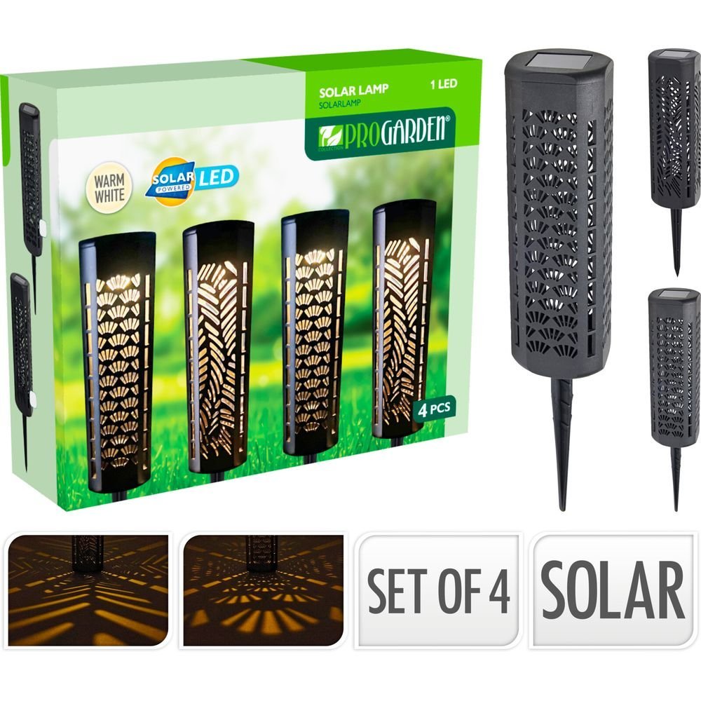 Set 4 lámparas solares PP Black surtidas Koopman Imagen principal del producto