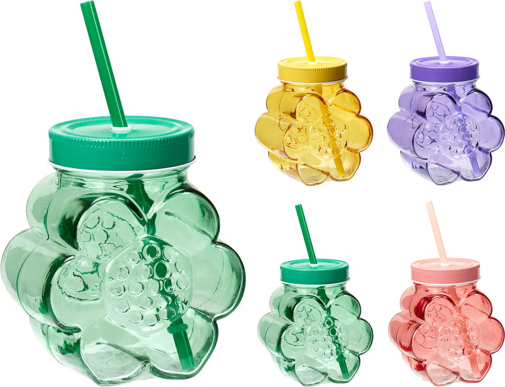 Vaso con Tapa y Pajita en Forma de Flor Colores Surtidos Koopman Imagen principal del producto
