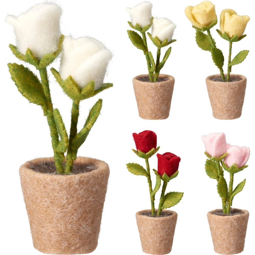 Rosas Decorativas Fieltro en Maceta 19 cm Colores Surtidos Koopman