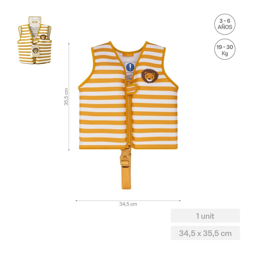 Chaleco Natación Naranja y Blanco Lion HINCHABLES SARAO para niños 3-6 años