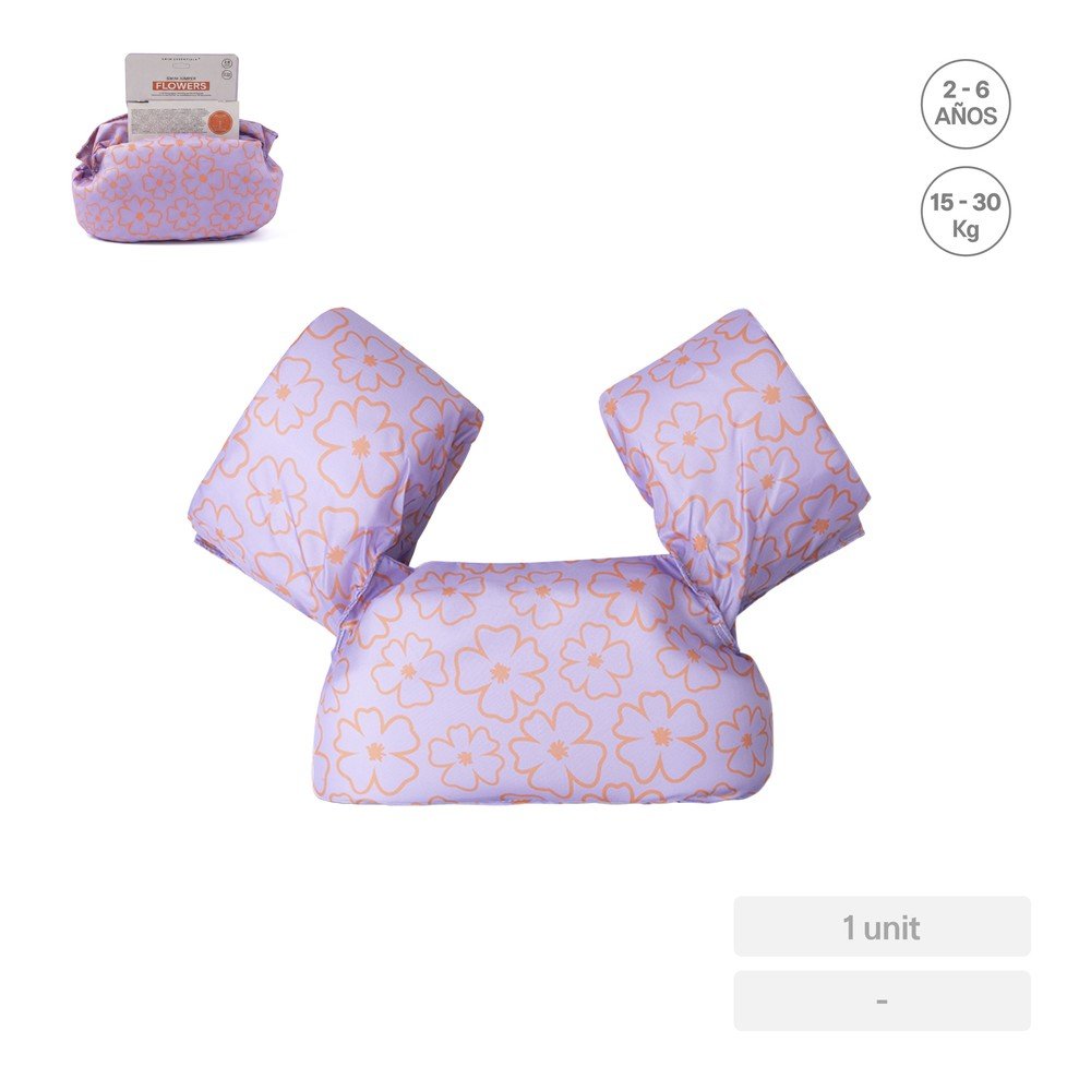 Puddle Jumper Naranja y Morado con Flor HINCHABLES SARAO Pack 2-6 Años