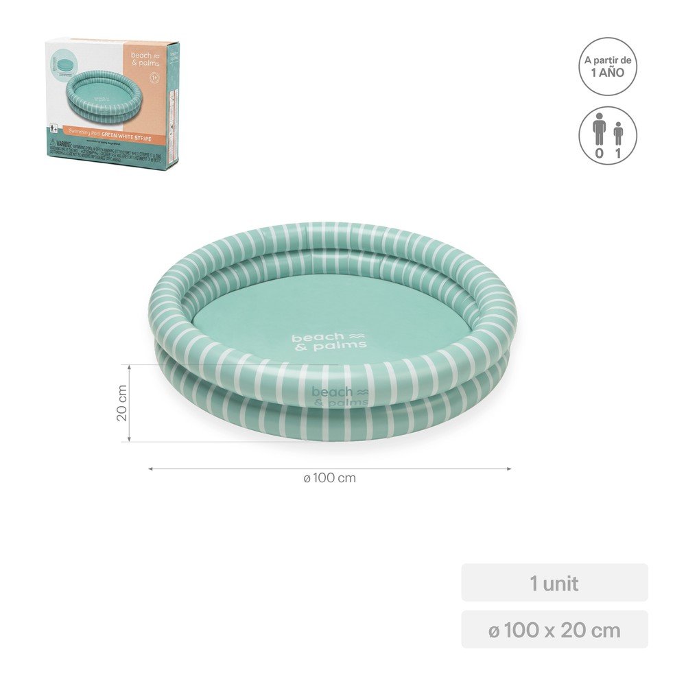 Piscina infantil verde y blanca rayas HINCHABLES SARAO