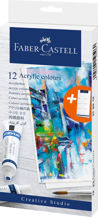 PINTURA ACRILICA FABER CASTELL CREATIVE STUDIO EN TUBO 12 CO | 1 UNIDADES | (FABER CASTELL) Imagen principal del producto