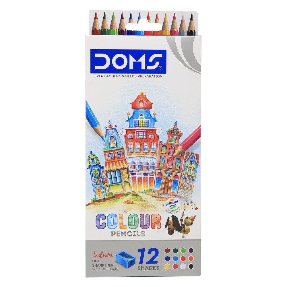 Lápiz de color Doms largos 12 colores con afilalápiz