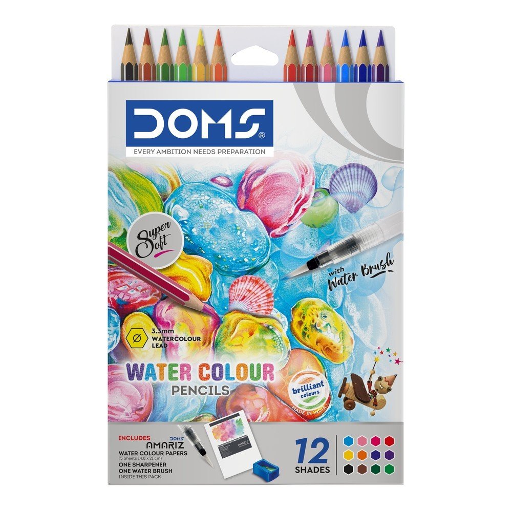 Lápiz Doms Aqua Acuarelable 12 Colores Marca Doms