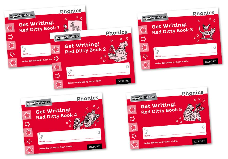 Read Write Inc - Phonics Get Writing! Red Ditty Books 1-5 Mixed Pack of 5 | Varios autores | 9780198373902 (OXFORD) Imagen principal del producto