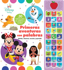 PRIMERAS AVENTURAS CON PALABRAS. DISNEY BABY. 30 BOTONES CON VOZ Y SONIDOS: 30 BOTONES CON VOZ Y SONIDO