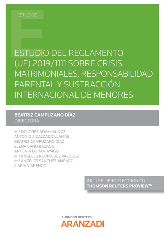 ESTUDIO REGLAMENTO UE 20191111 SOBRE CRISIS MATRIMONIALES - 9788411251464 Imagen principal del producto