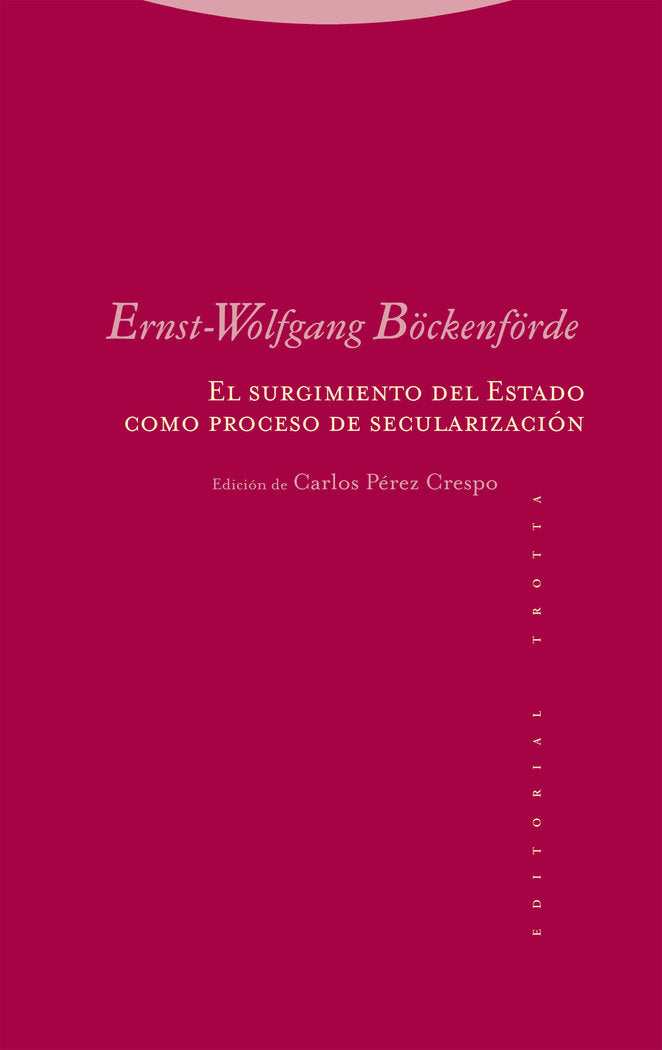 EL SURGIMIENTO DEL ESTADO COMO PROCESO DE SECULARIZACION - 9788413642215 Imagen principal del producto