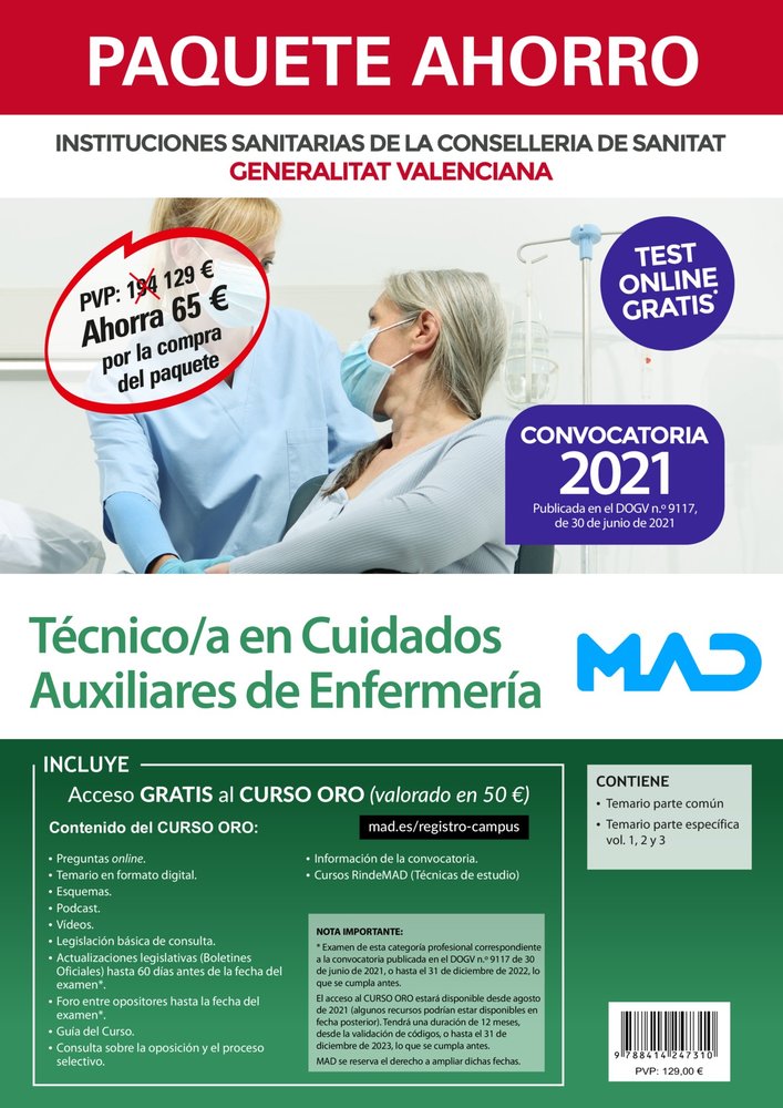 PAQUETE AHORRO TECNICO/A EN CUIDADOS AUXILIARES DE ENFERMERI | 7 EDITORES/ANIA PALACIO, JOSE MANUEL/GOM | MAD | 9788414247310