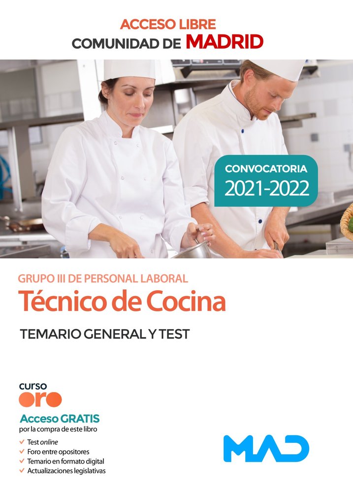TECNICO COCINA COMUNIDAD MADRID ACCESO LIBRE TEMARIO TEST | AA,VV | MAD | 9788414252574