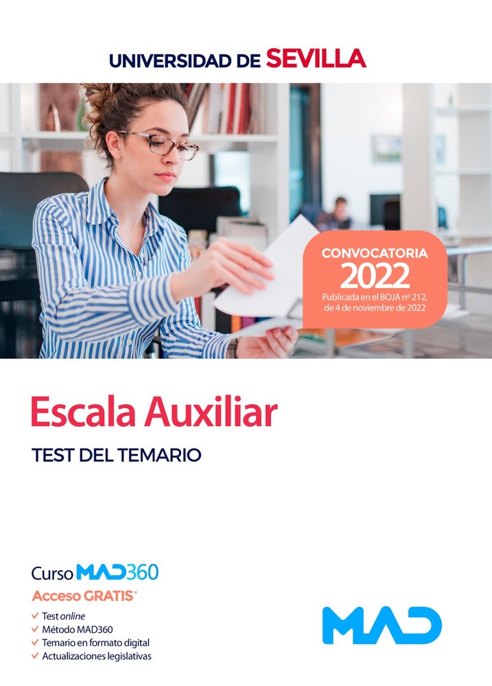 ESCALA AUXILIAR TEST UNIVERSIDAD DE SEVILLA | AA,VV | MAD | 9788414262726