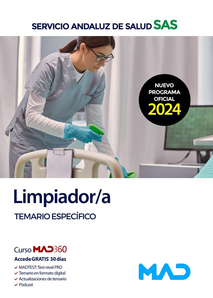 LIMPIADOR/A TEMARIO ESPECIFICO SERVICIO ANDALUZ SALUD SAS | AA,VV | MAD | 9788414287781
