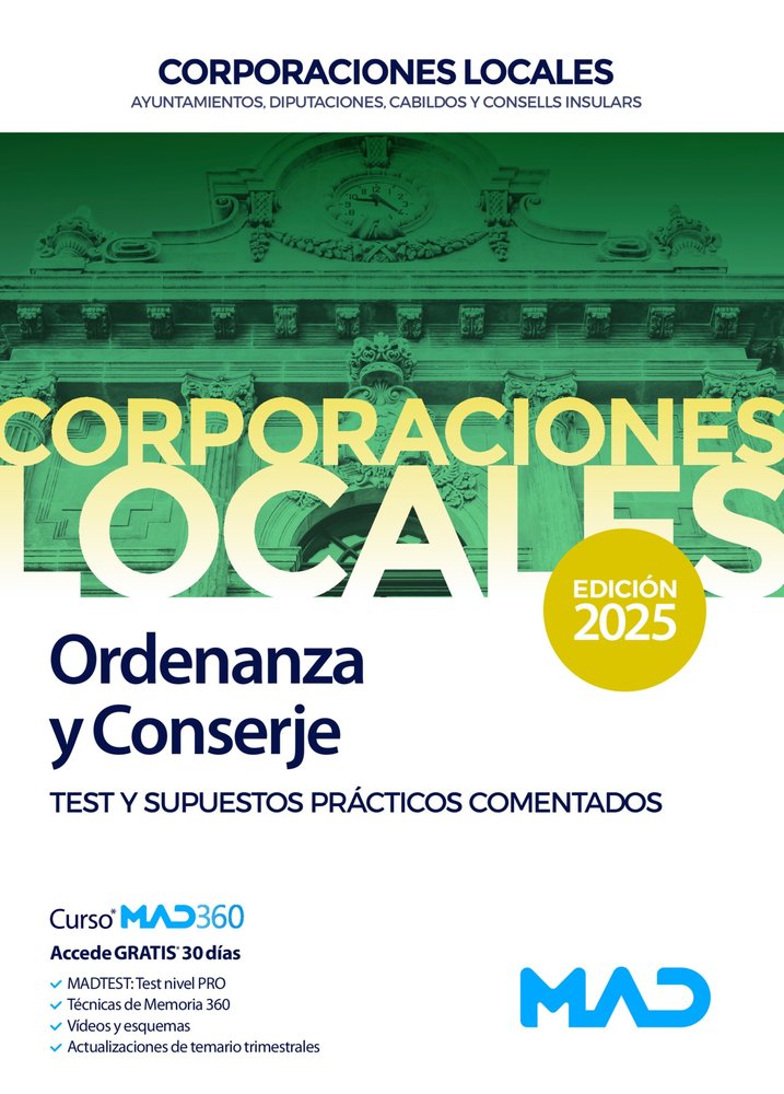ORDENANZA Y CONSERJE AYUNTAMIENTOS TEST DIPUTACIONES 2025 | AA,VV | MAD | 9788414294659