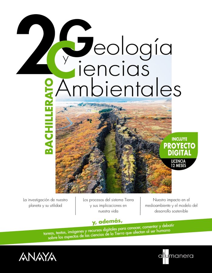 ✅ GEOLOGIA Y CIENCIAS AMBIENTALES 2ºBACH 23 A TU MANERA I CLEMENTE ROCA, SILVIA/DOMINGUEZ CULEBRAS I ANAYA TEXTO I 9788414329795 Imagen principal del producto