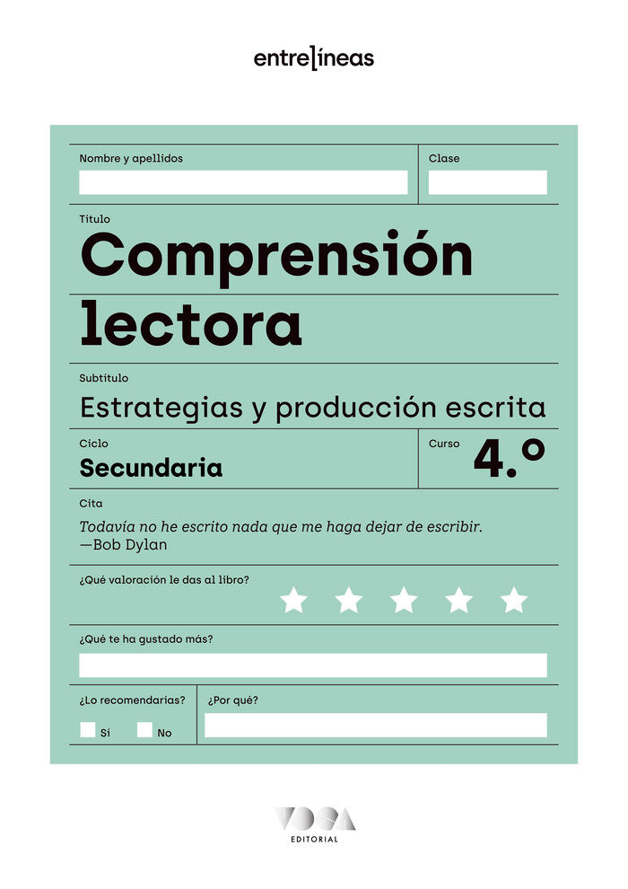 Entrelíneas 4. Comprensión lectora, estrategias y producción escrita | Varios autores | 9788418353741 (VOCA EDITORIAL) Imagen principal del producto