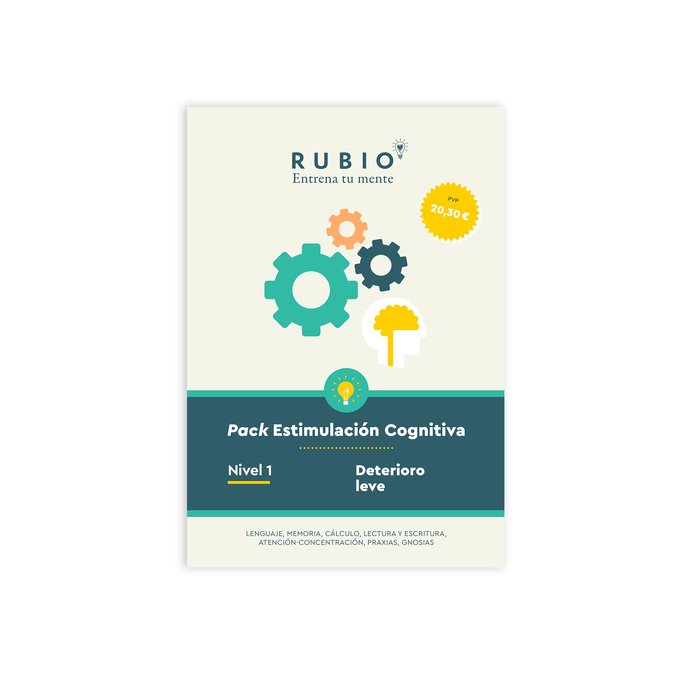 PACK RUBIO ESTIMULACION COGNITIVA NIVEL 1 7 CUADERNOS - 9788418964282 Imagen principal del producto