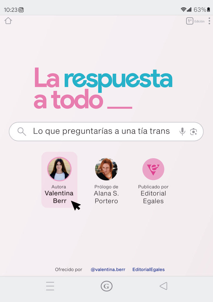 RESPUESTA A TODO LO QUE PREGUNTARIAS A UNA TIA TRANS,LA | BERR,VALENTINA | EGALES | 9788419728272