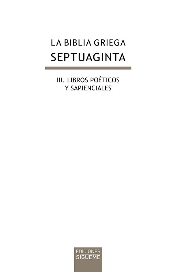 LA BIBLIA GRIEGA III LIBROS POETICOS Y SAPIENCIALES - 9788430118540 Imagen principal del producto