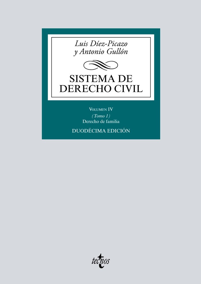 SISTEMA DE DERECHO CIVIL 12ªED IV TOMO I DERECHO DE FAMILIA - 9788430972098