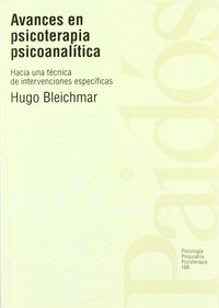 AVANCES EN PSICOTERAPIA PSICOANALITICA - 9788449303944