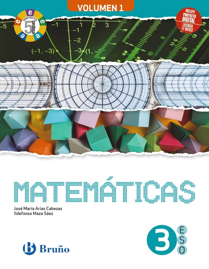 Matemáticas 3ºESO 3 volúmenes Proyecto 5 etapas | Varios autores | 9788469633212 (BRUÑO) Imagen principal del producto