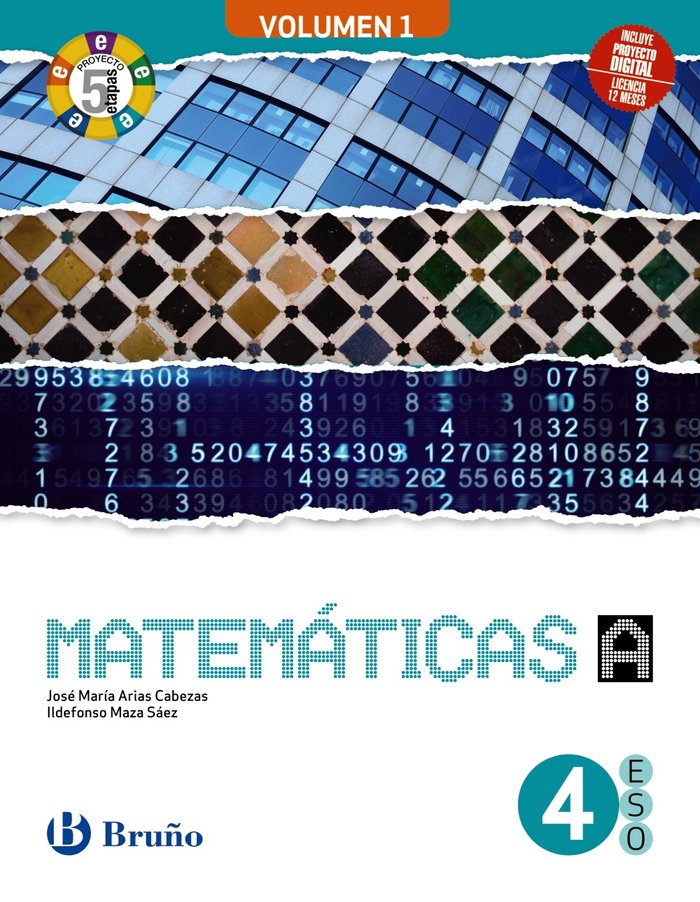 Matemáticas 4 A ESO 3 volúmenes Proyecto 5 etapas | Varios autores | 9788469634042 (BRUÑO) Imagen principal del producto
