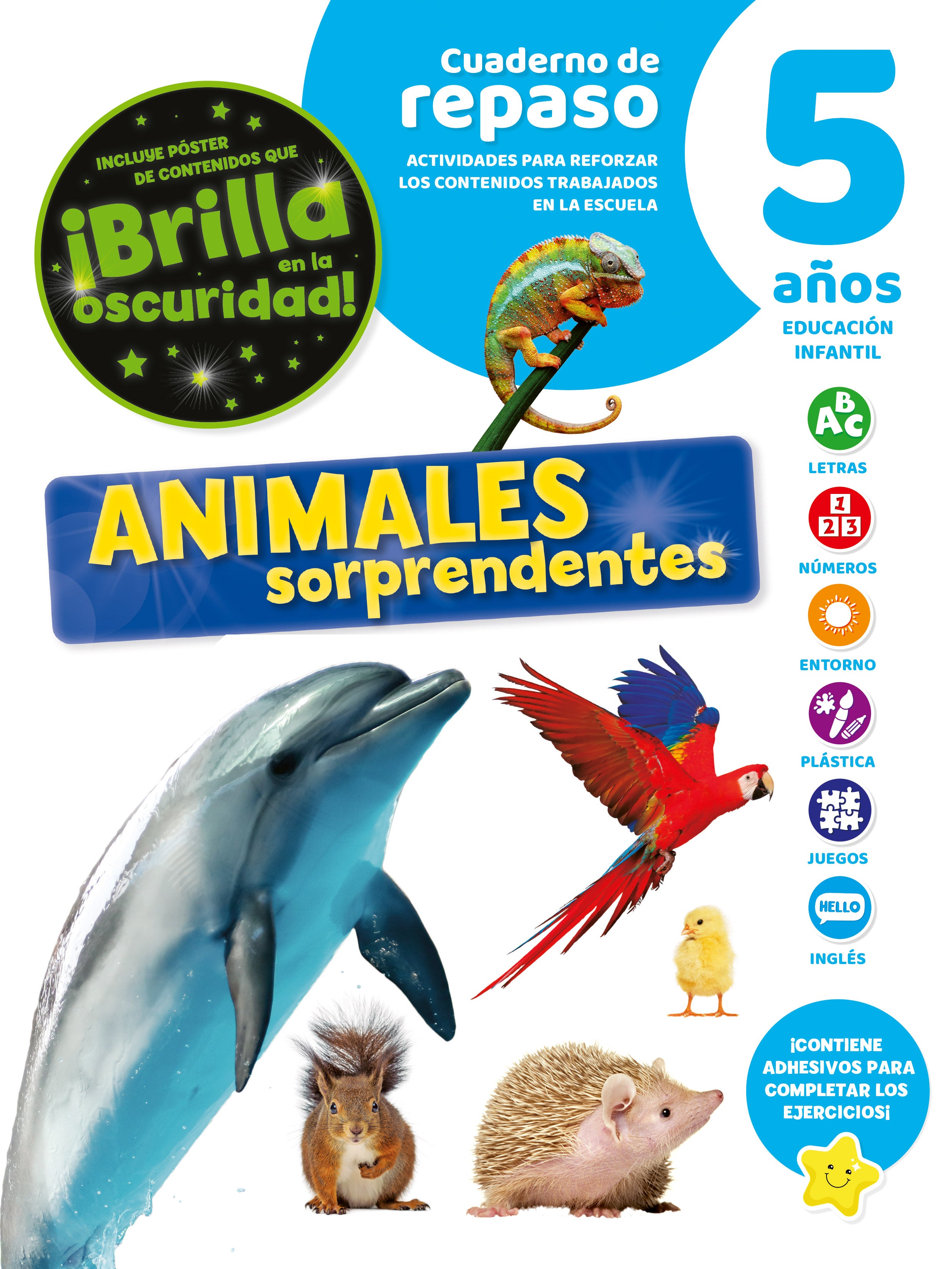 Cuaderno de Repaso Temático Luminiscente 5 Años Animales Sorprendentes