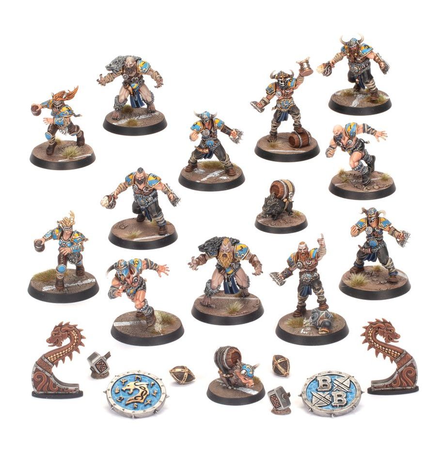 NORSE NORSCA RAMPAGERS | Equipo Norse Blood Bowl | 14 miniaturas con Beer Boars