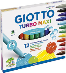 ✅ ROTULADOR GIOTTO TURBO MAXI GRUESO 12 COLORES SURTIDOS