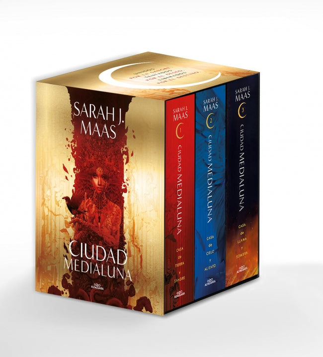 Estuche Ciudad Medialuna (contiene: Casa de tierra y sangre | Casa de cielo y aliento | Casa de llama y sombra). Sarah J. Maas (ALFAGUARA) 9788410190979 Imagen principal del producto