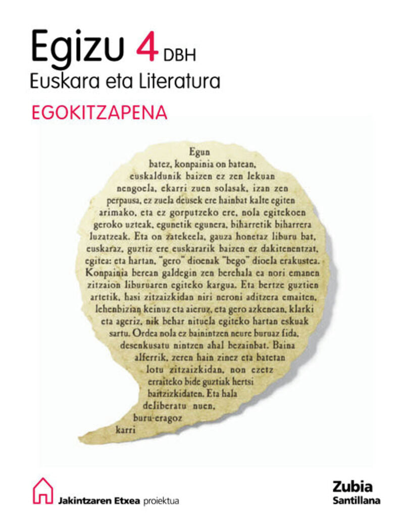 Dbh 4 - Euskara Egizu - Egokitzapena - Jakintzaren Etxea. Aa. Vv. (Zubia) 9788498940893