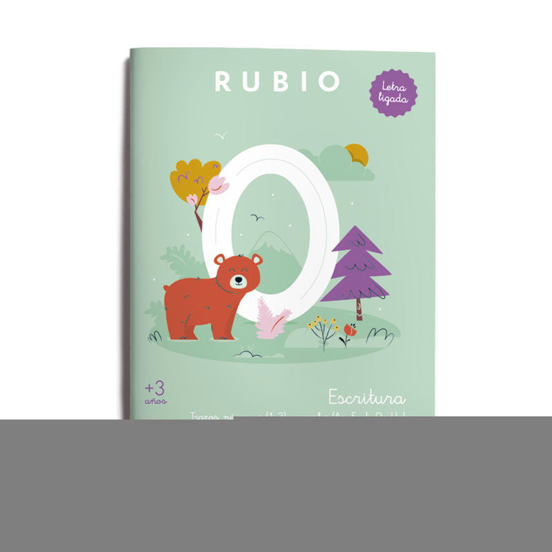 Escritura con letra ligada (+3 años): Trazos, números (1-3) y vocales (Aa, Ee, Ii, Oo, Uu). ENRIQUE RUBIO POLO SLU (Editorial Rubio) 9788410418097