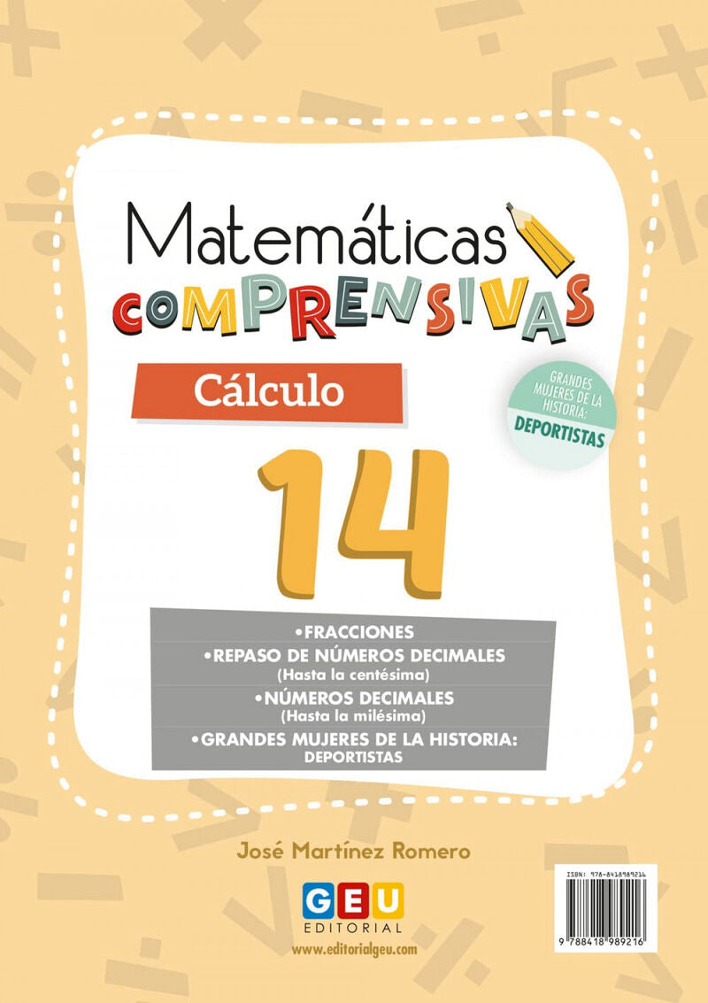 Cuaderno de Refuerzo de Matemáticas comprensivas 14. Martinez Romero, Jose (Editorial GEU) 9788418989216