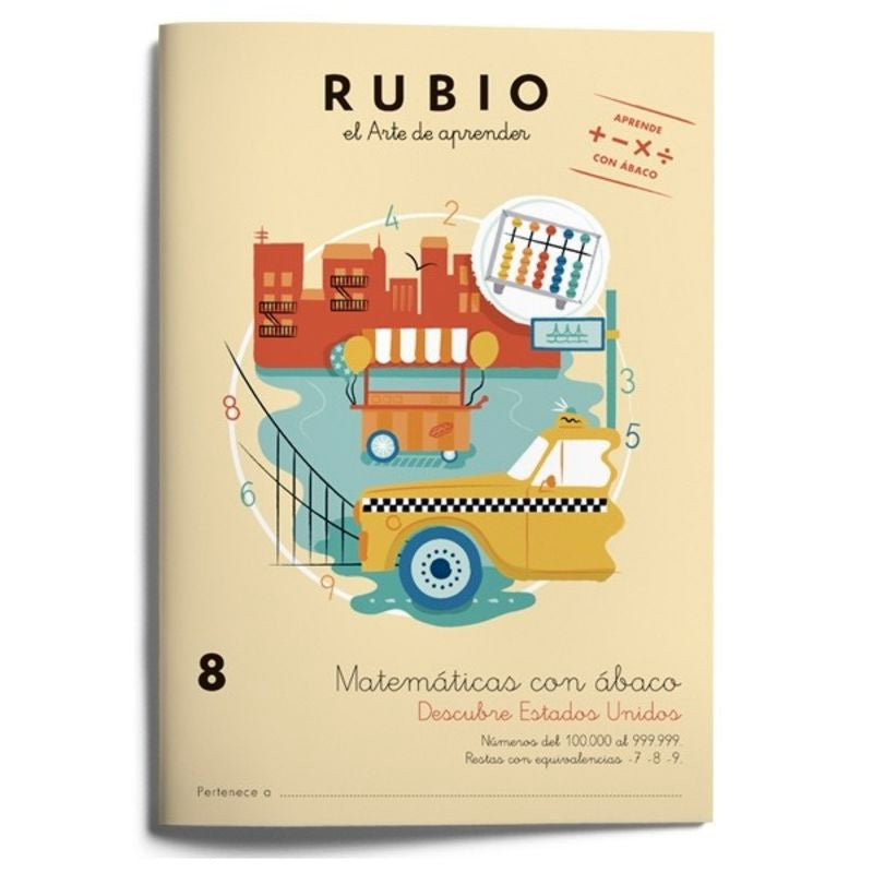 Matemáticas con ábaco 8. Descubre Estados Unidos. Aa. Vv. (Editorial Rubio) 9788416744237