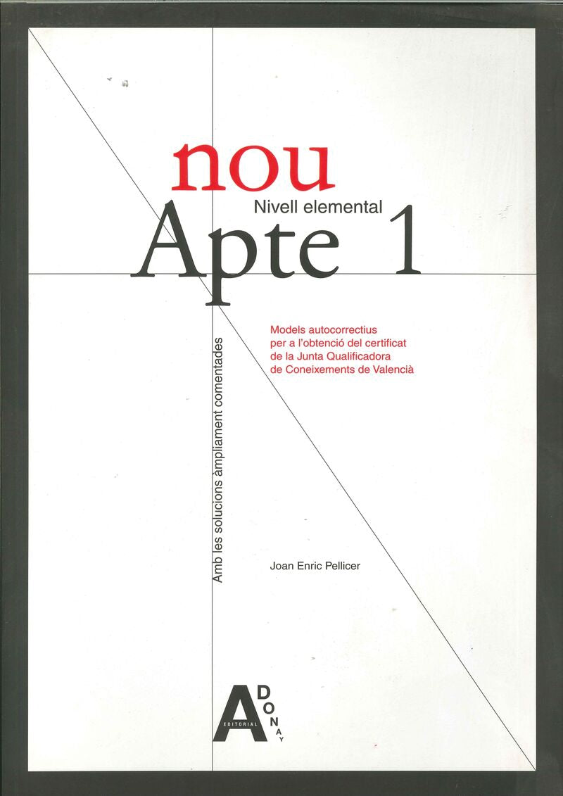 Nou Apte 1 - Nivell Elemental. Pellicer, Joan Enric (Adonay) 9788493628963 Imagen principal del producto
