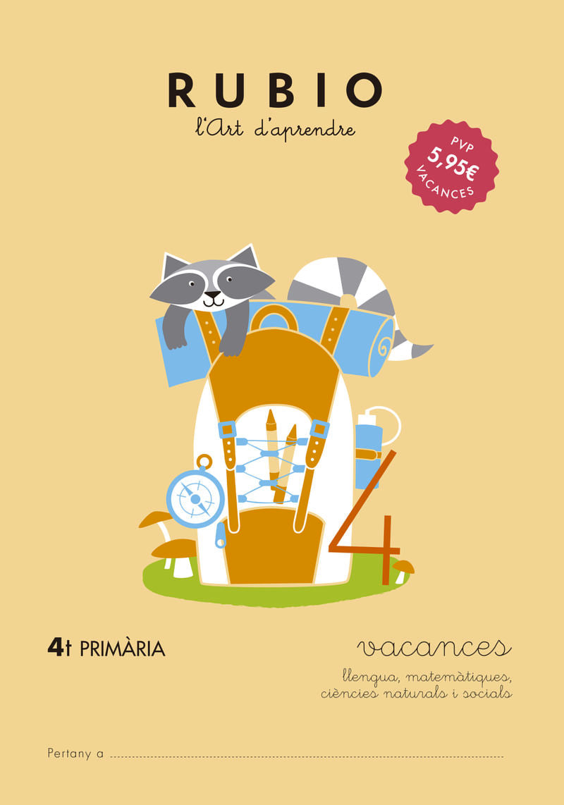Vacances RUBIO 4t Primària (català). Aa. Vv. (Editorial Rubio) 9788415971955